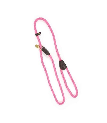 Rope leather dog slip lead one size pink Digby & Fox