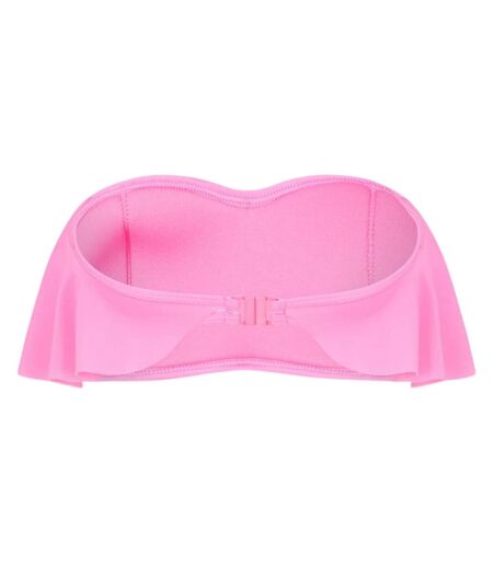 Womens/ladies Frill Bandeau Bikini Top Bright Pink Brave Soul