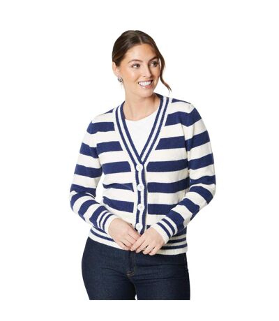 Womens/ladies striped button front cardigan ivory Principles