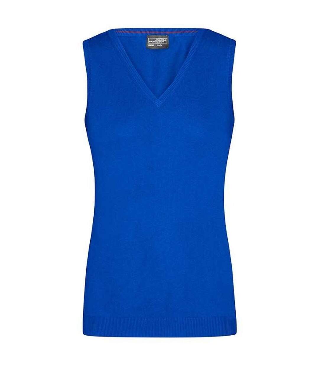 Débardeur Pull sans manches col V - FEMME - JN656 - bleu roi-1