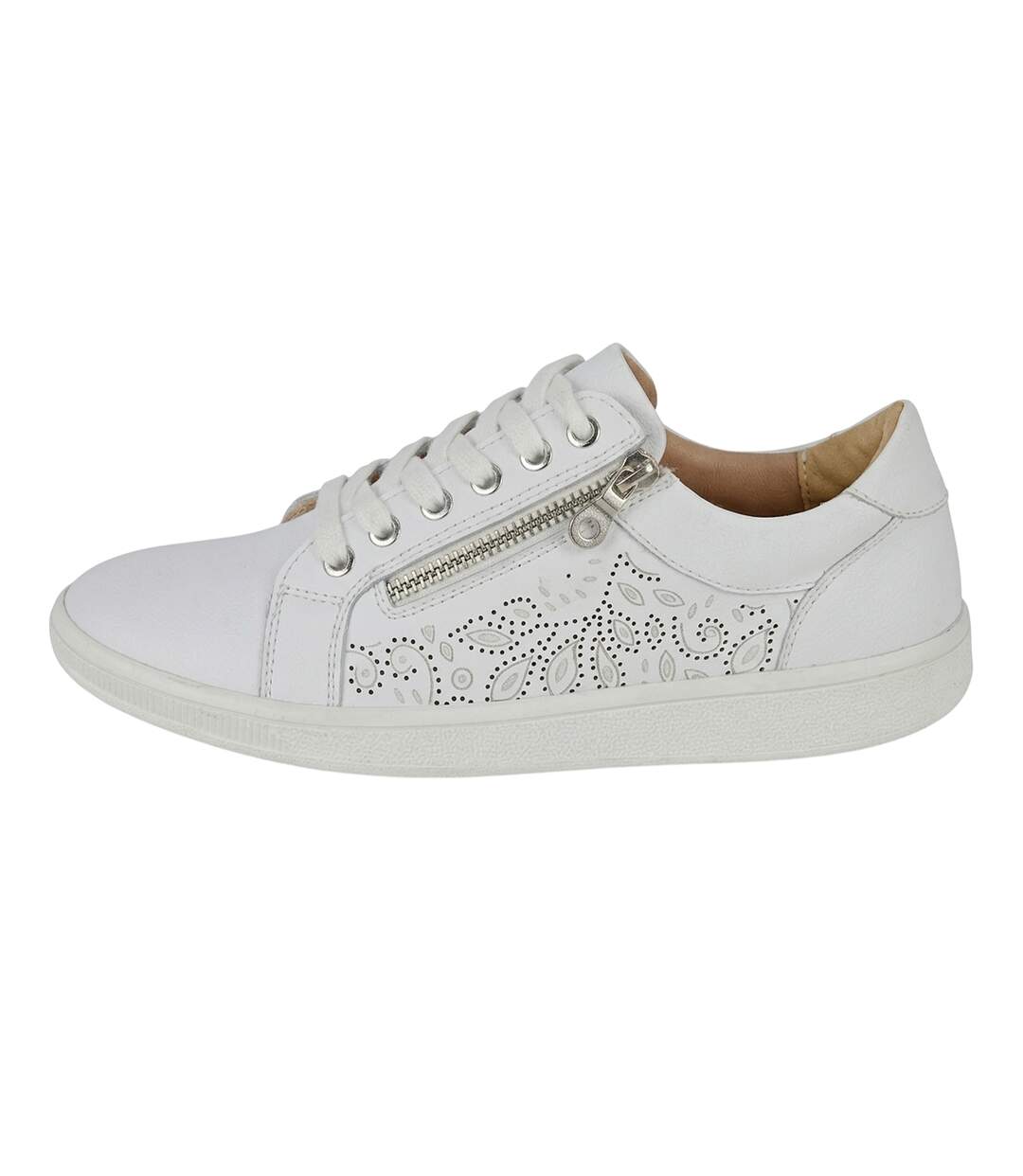 Womens/ladies Action Leather Trainers White Boulevard-2