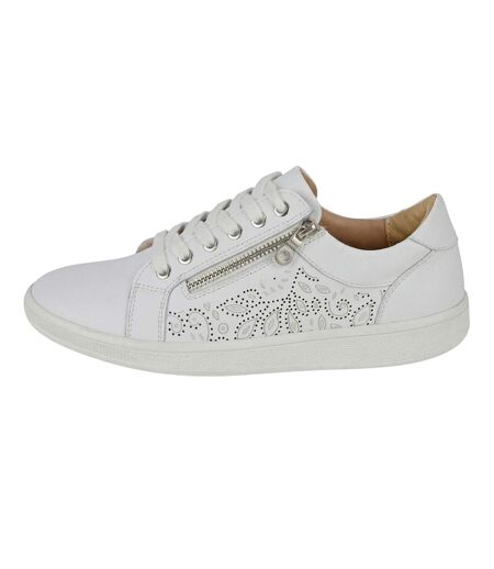 Womens/ladies Action Leather Trainers White Boulevard
