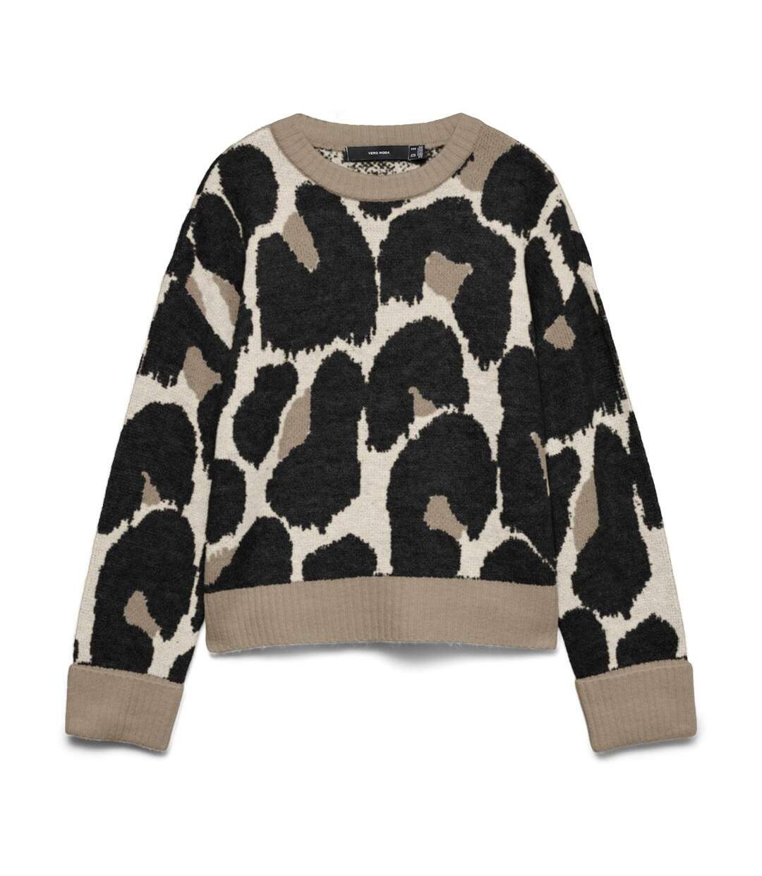 Pull noir/beige femme vero moda leonie-1