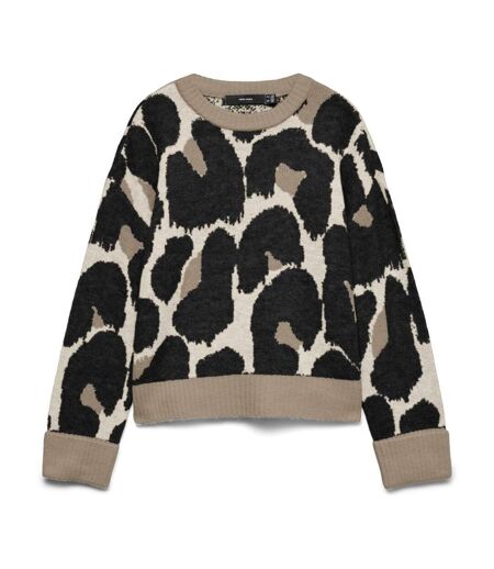Pull noir/beige femme vero moda leonie
