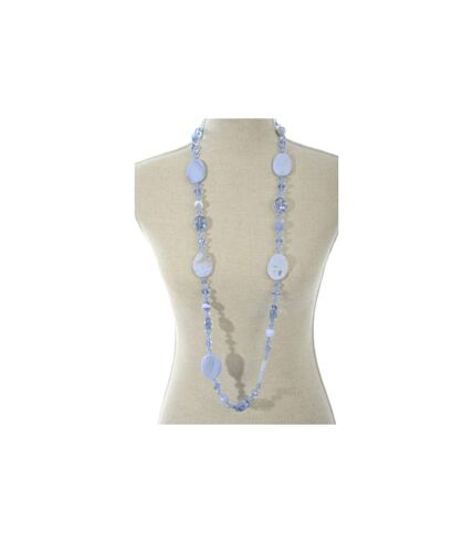 Collier Design Cristal & Perles Neck 18cm Bleu