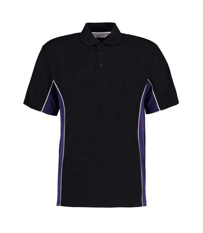 Mens track classic polo shirt black/purple/white GAMEGEAR