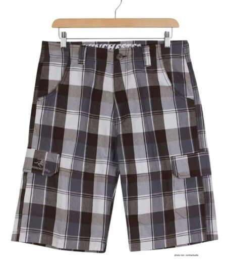 Bermuda homme WINCHESTER ILLOWA2 gris et chocolat : le short à carreaux en coton tout confort