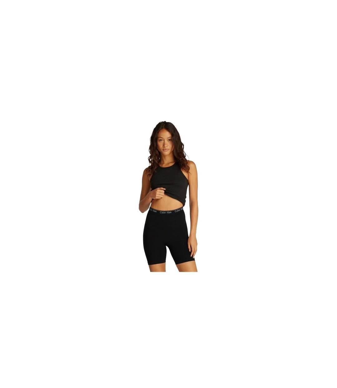 Womens/ladies Seamless Slim Compression Shorts Black Calvin Klein-1