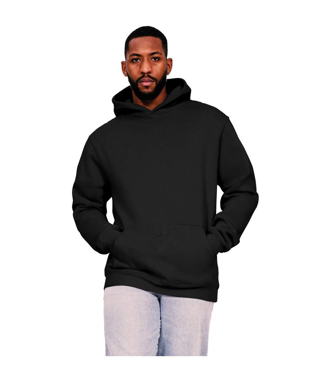 Unisex adult core ringspun cotton tall full zip hoodie black Casual Classics-1