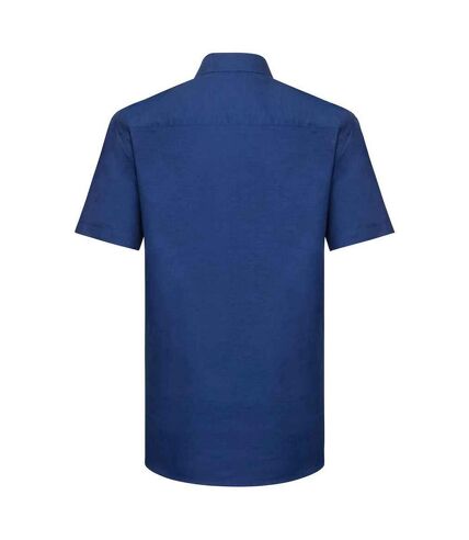 Mens oxford tailored short-sleeved shirt bright royal blue Russell Collection