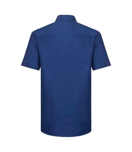 Mens oxford tailored short-sleeved shirt bright royal blue Russell Collection