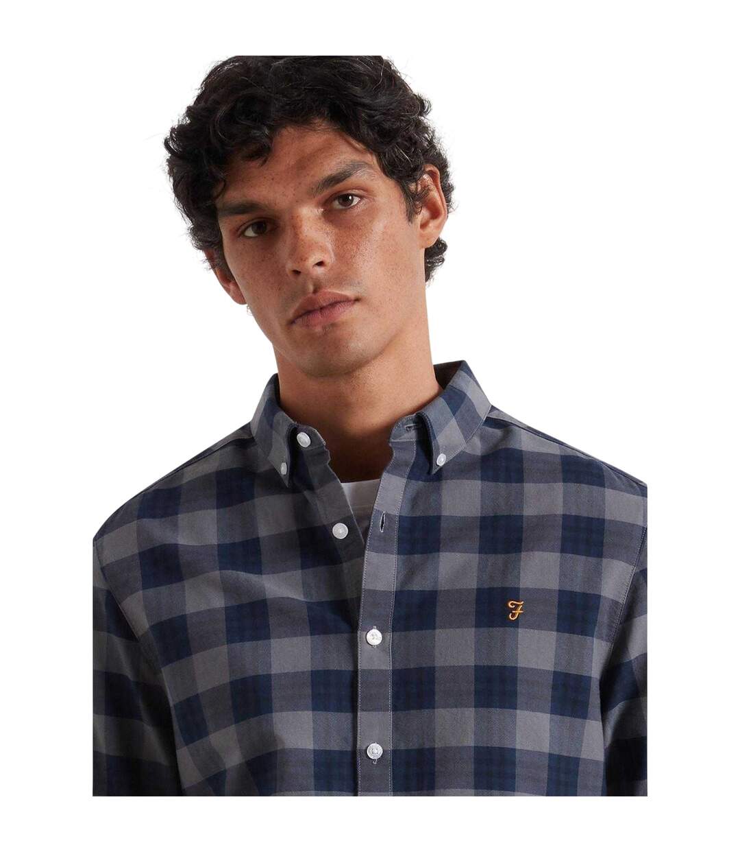 Chemise Motif/style À Carreaux Brewer Homme Bleu Farah-4