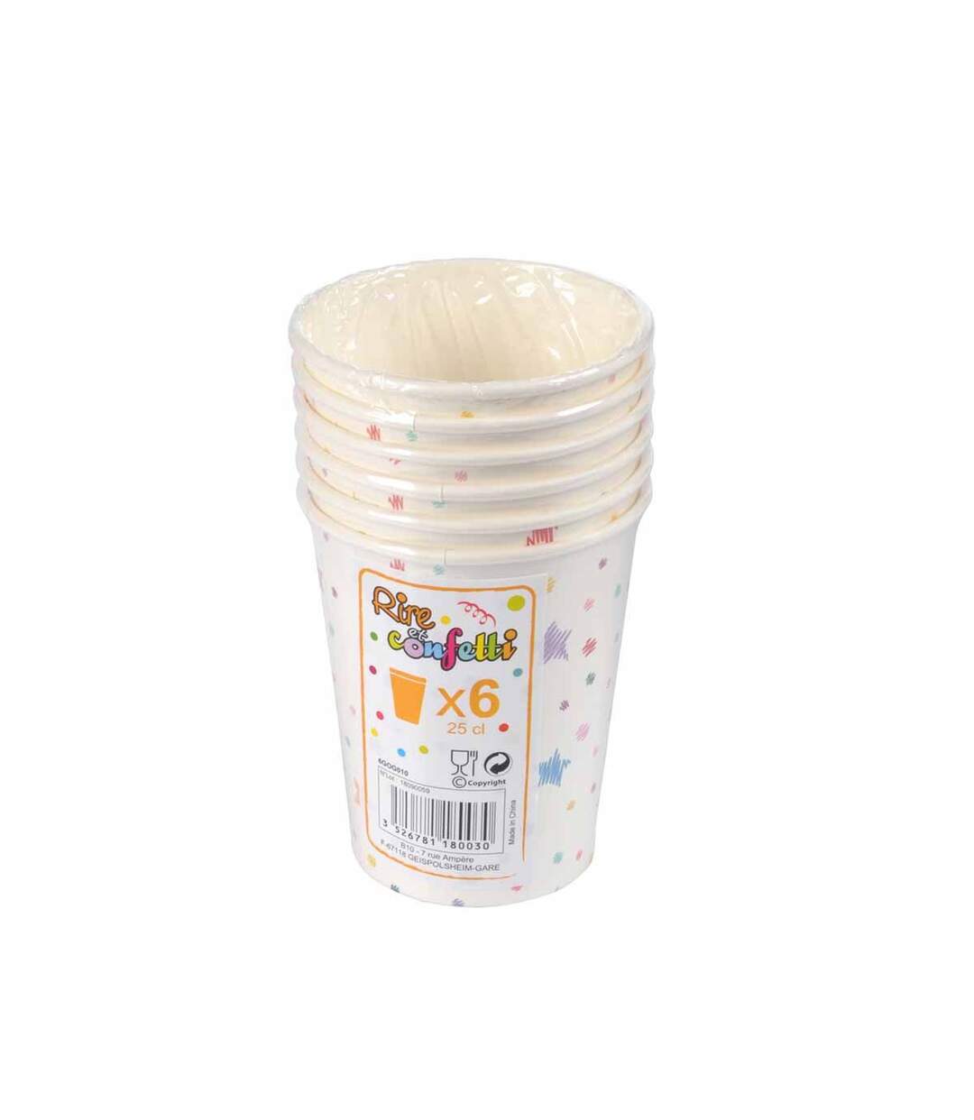 Lot de 6 Gobelets en Papier Anniversaire Coloré 25cl Blanc-2