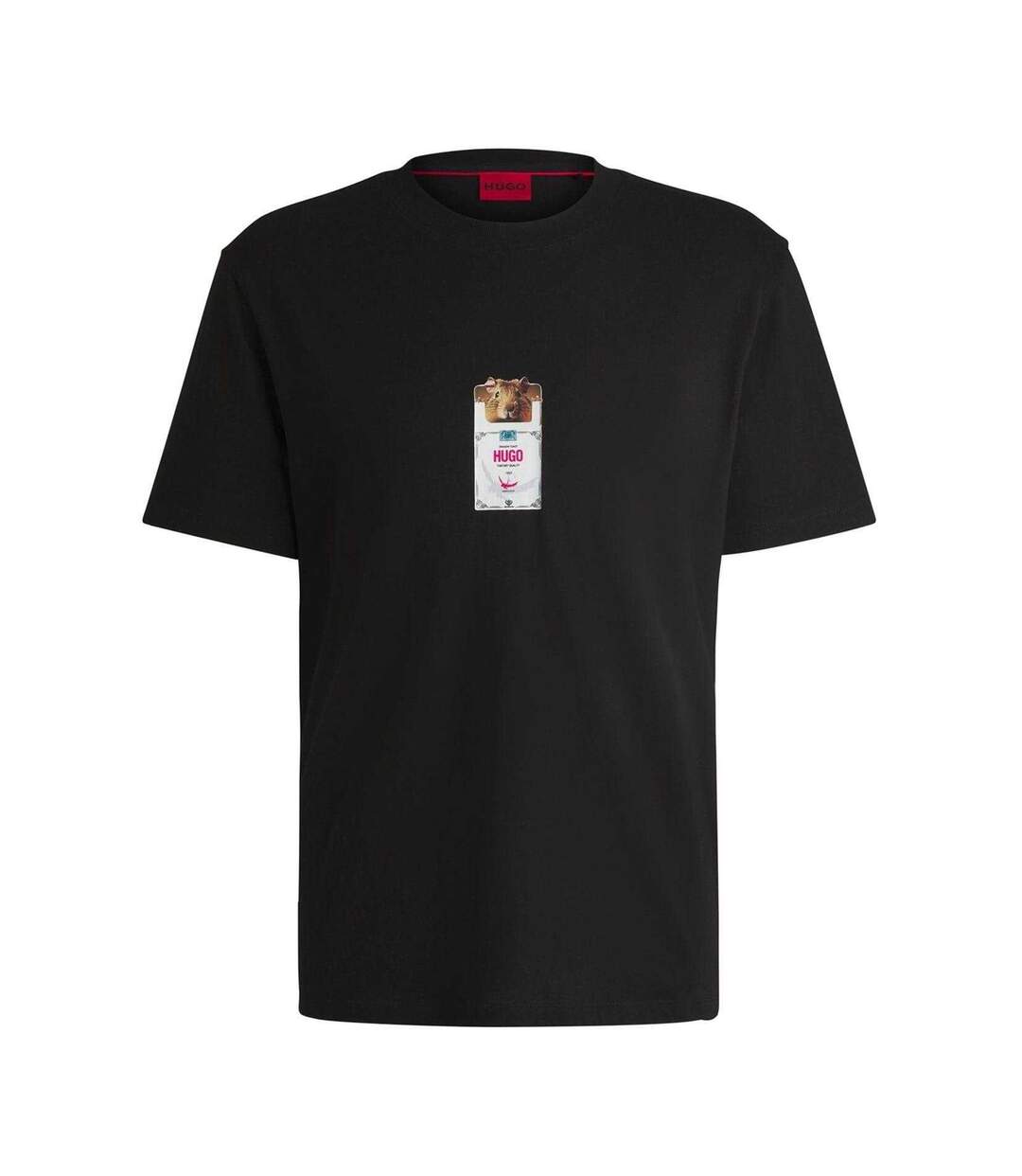 T-shirt Motif/style Imprimé Graphique Homme Noir Hugo-1