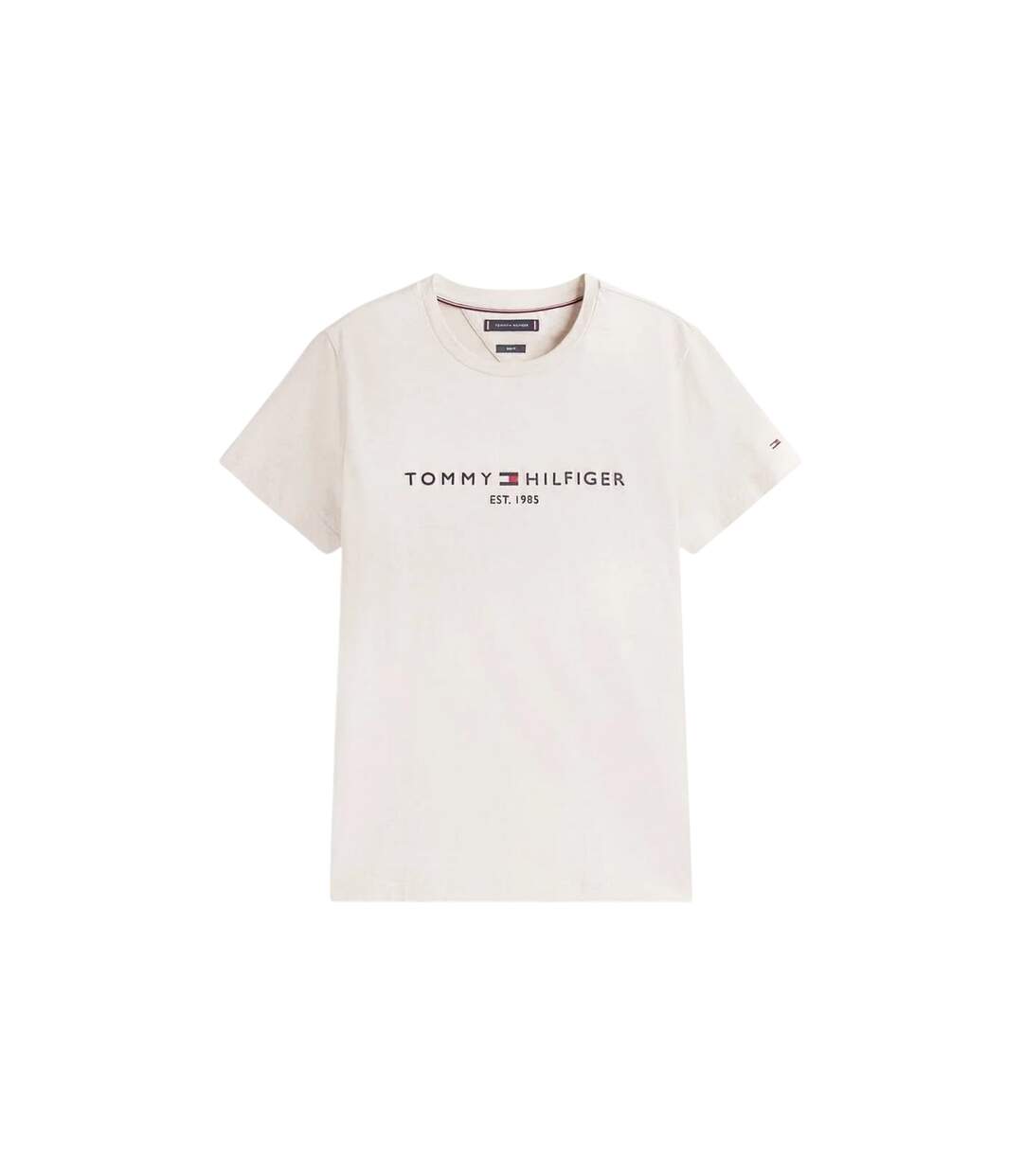 Womens/ladies Chest Logo Crew Neck T-shirt Oatmilk Beige Marl Tommy Hilfiger-1