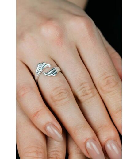 Sterling Silver Love Couple Promise Hugging Stackable Wave Ring