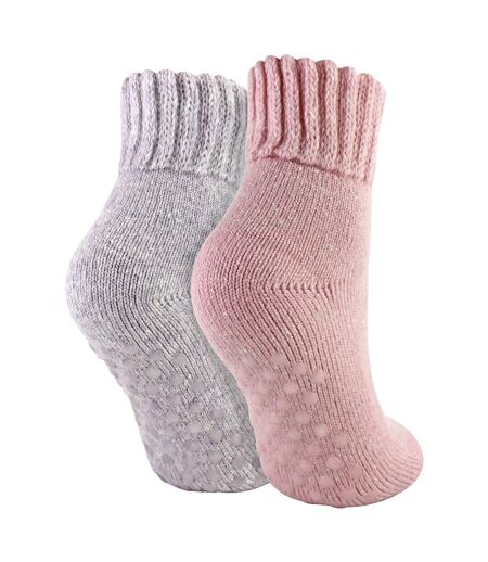 2 Pack Soft Warm Merino Wool Slipper Socks for Ladies