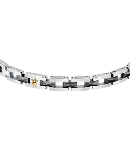 Mens Enamelled Link Bracelet One Size Silver Maserati