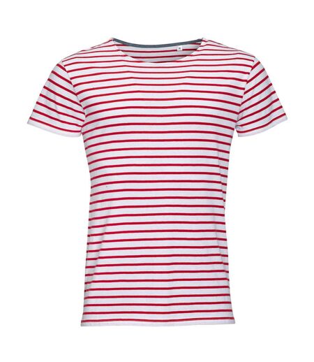 Miles t-shirt rayé à manches courtes homme blanc / rouge SOLS