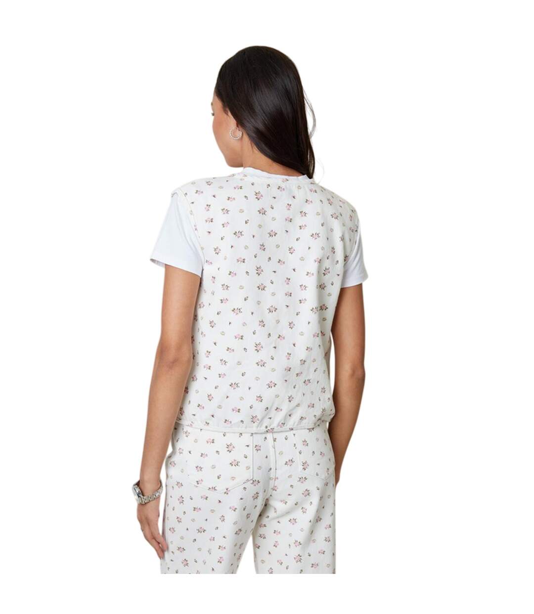 Womens/ladies Floral Front Tie Sleeveless Top White Threadbare-3