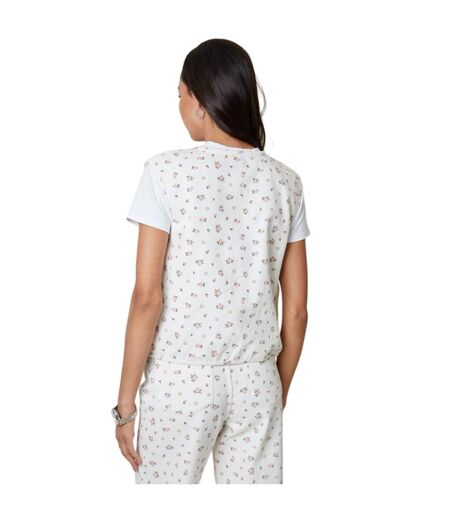 Womens/ladies Floral Front Tie Sleeveless Top White Threadbare