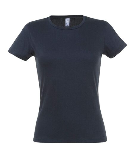 T-shirt manches courtes col rond - Femme - 11386 - bleu marine