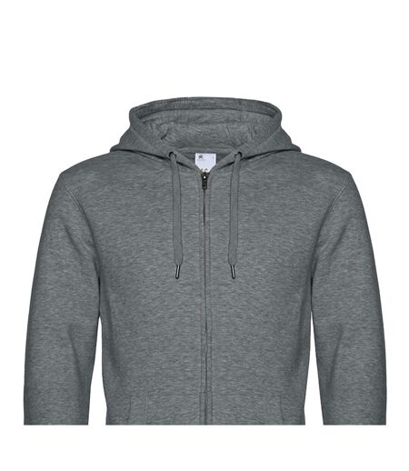 Mens full zip hoodie mid grey heather B&C