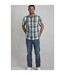 Mens Judd Checked Organic Cotton Short-sleeved Shirt Dusty White Weird Fish-1