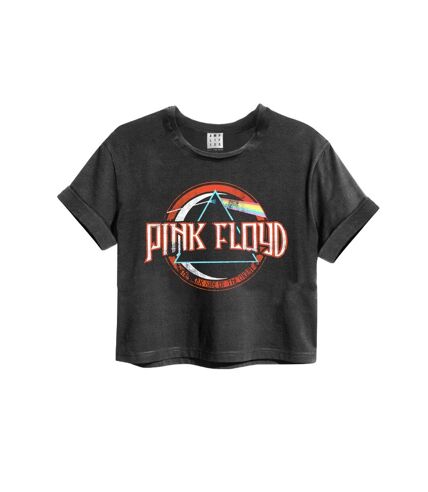 Womens/ladies on the run pink floyd crop t-shirt charcoal Amplified