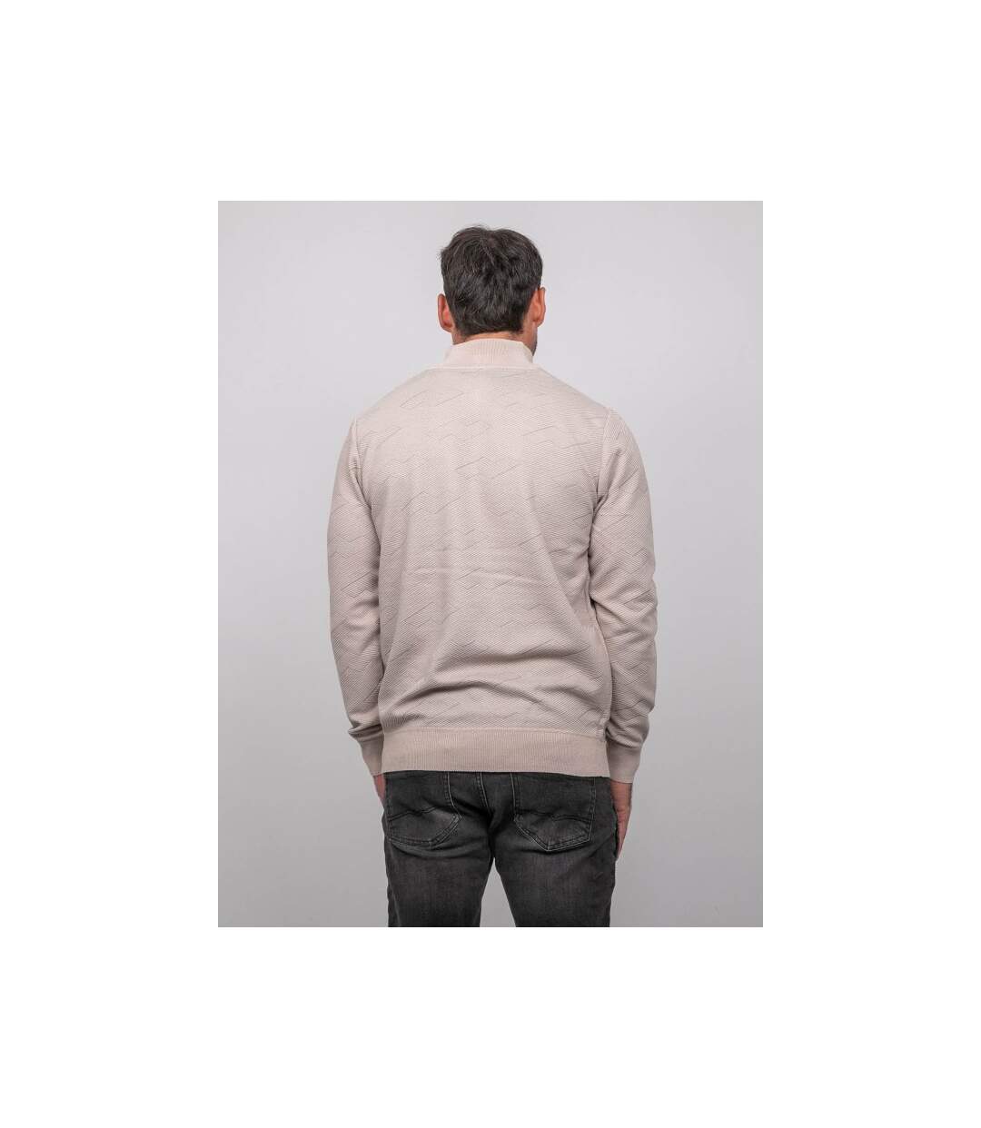 Pull col camionneur zippé jacquard LAMATON-2