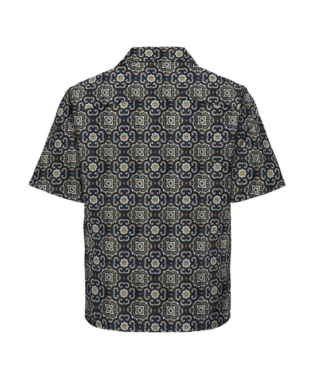 Chemise marine/marron homme only & sons onscaiden fit-2