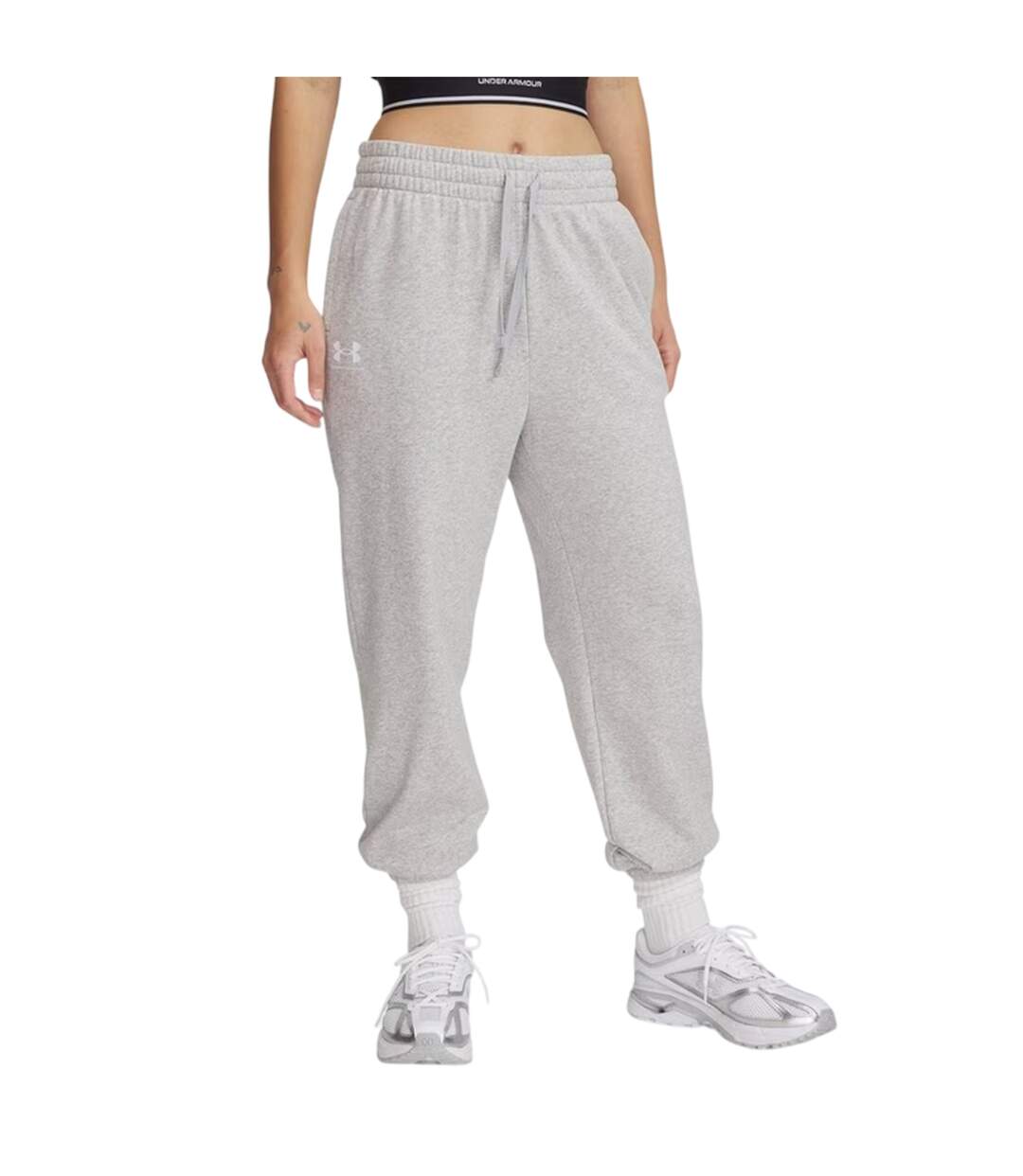 Womens/ladies Rival Terrycloth Joggers Frost Gray Under Armour-2