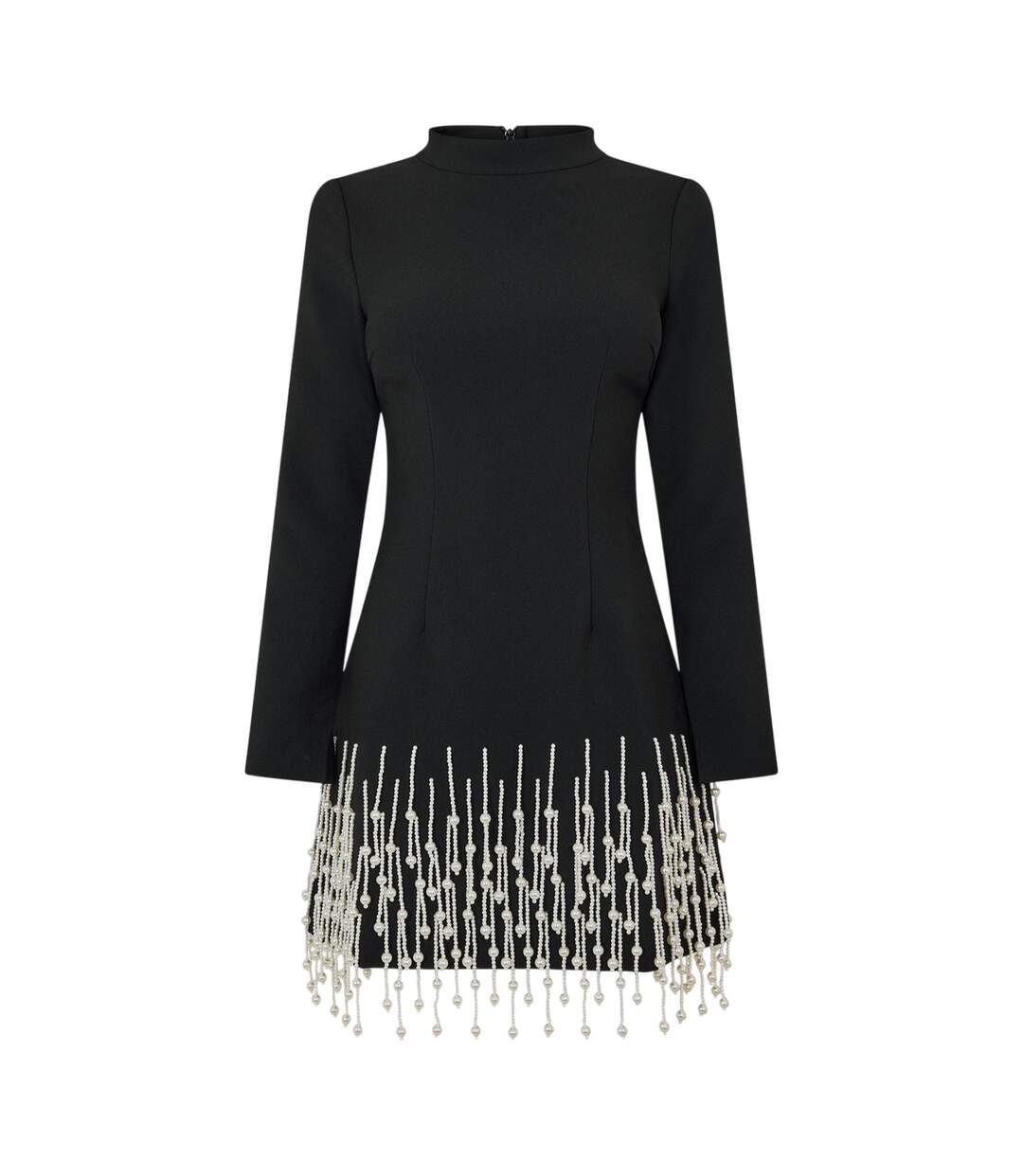 Robe Courte Manches Longues Fête Motif/style Perle Femme Noir Muse-2