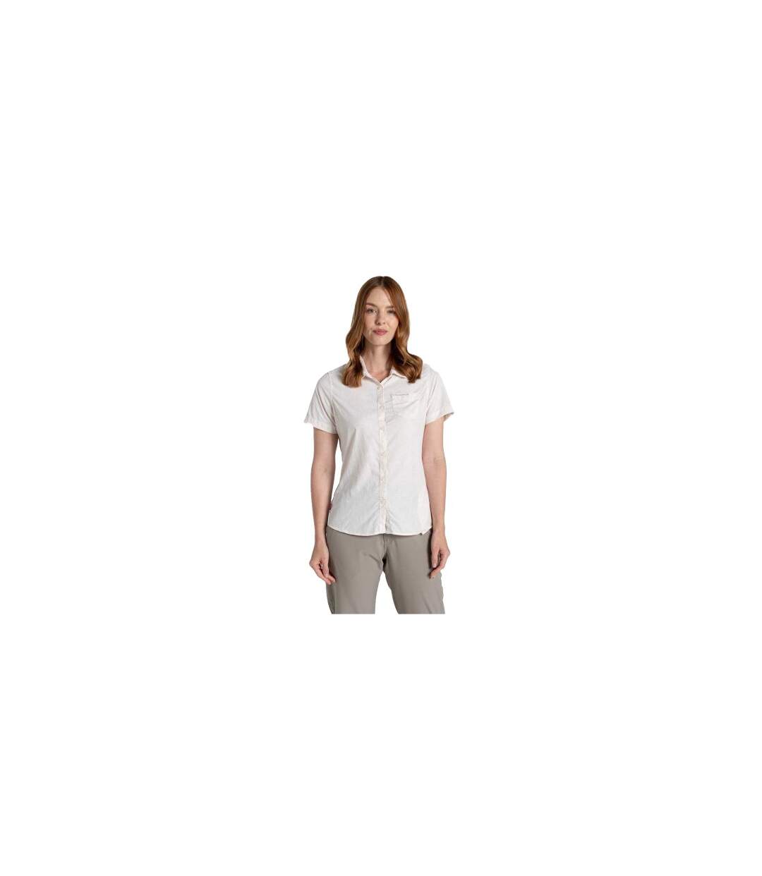 Womens/ladies Plain Short-sleeved Shirt Sea Salt Craghoppers-1