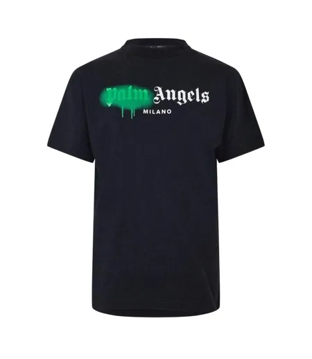 T-shirt Motif/style Logo À La Bombe Milano Homme Noir Vert Palm Angels