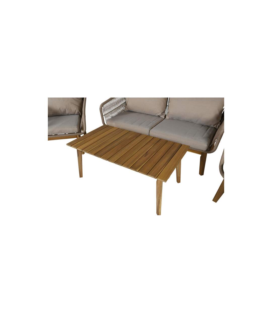 Salon de Jardin en Bois Chania 164cm Beige-3
