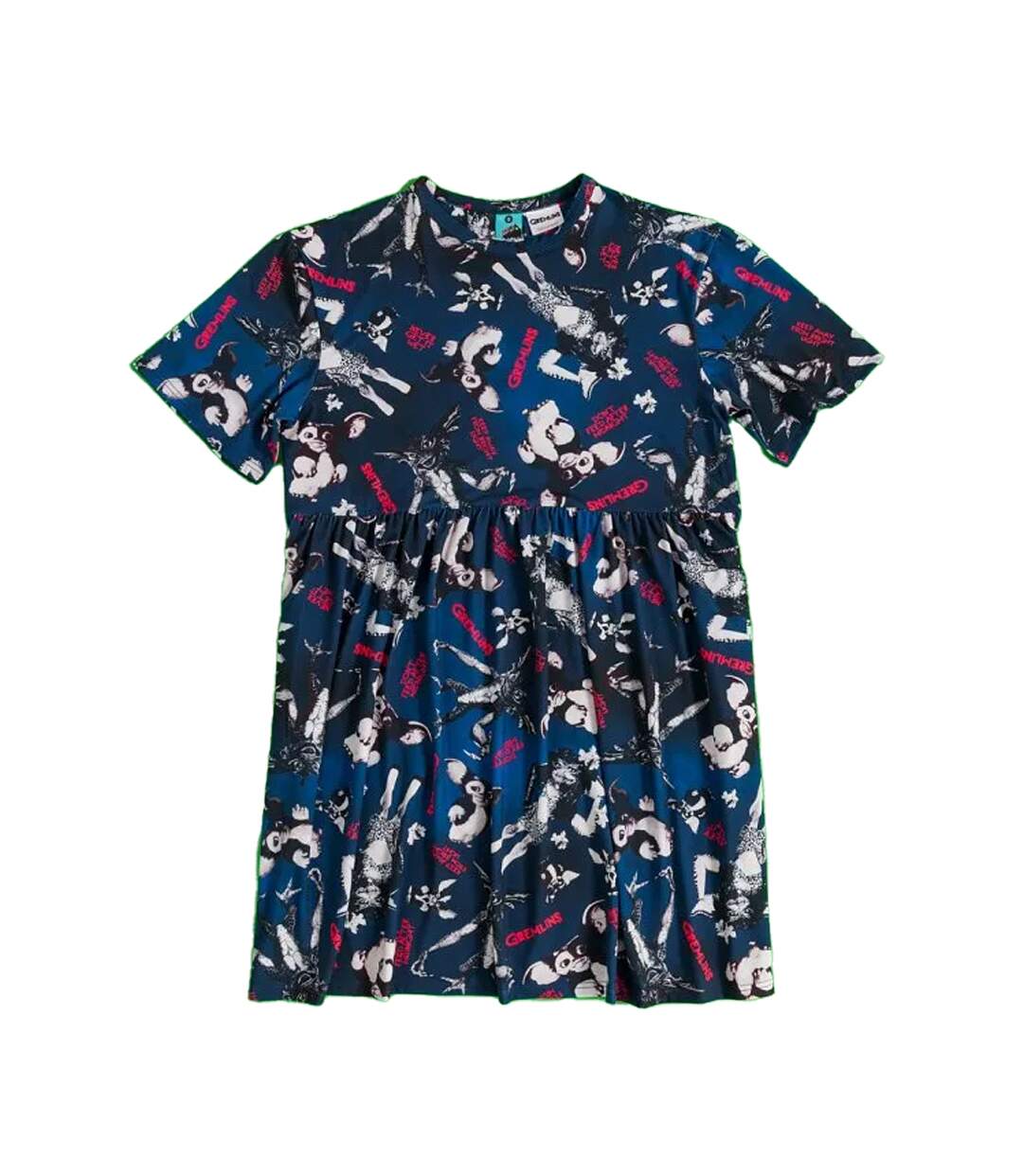 Womens/ladies Smoky All-over Print Smock Dress Navy Gremlins-1