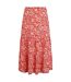 Womens/ladies cassis printed tiered midi skirt tango red Weird Fish-2