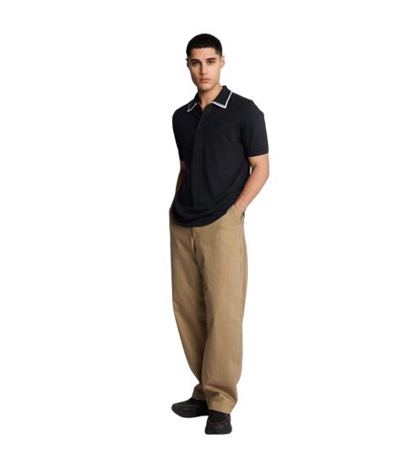 Polo Motif/style Rayure Contrastée Sur Bord Superfine Homme Bleu Lyle & Scott