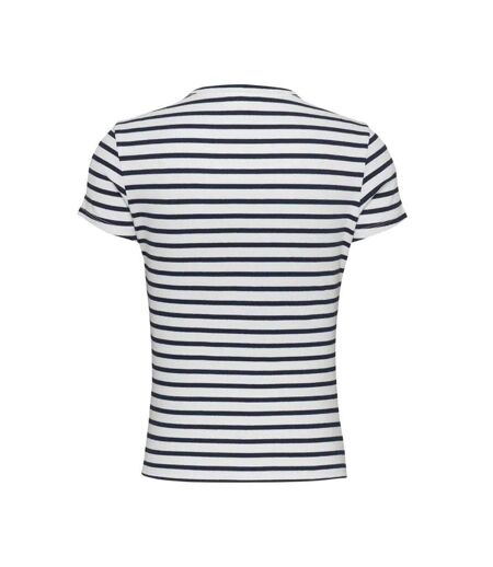 T-shirt marinière blanc femme tommy jeans slim essential - l