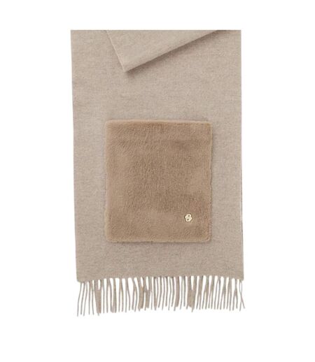 Tassel Wool Blend Patch Pocket Scarf One Size Brown Boss