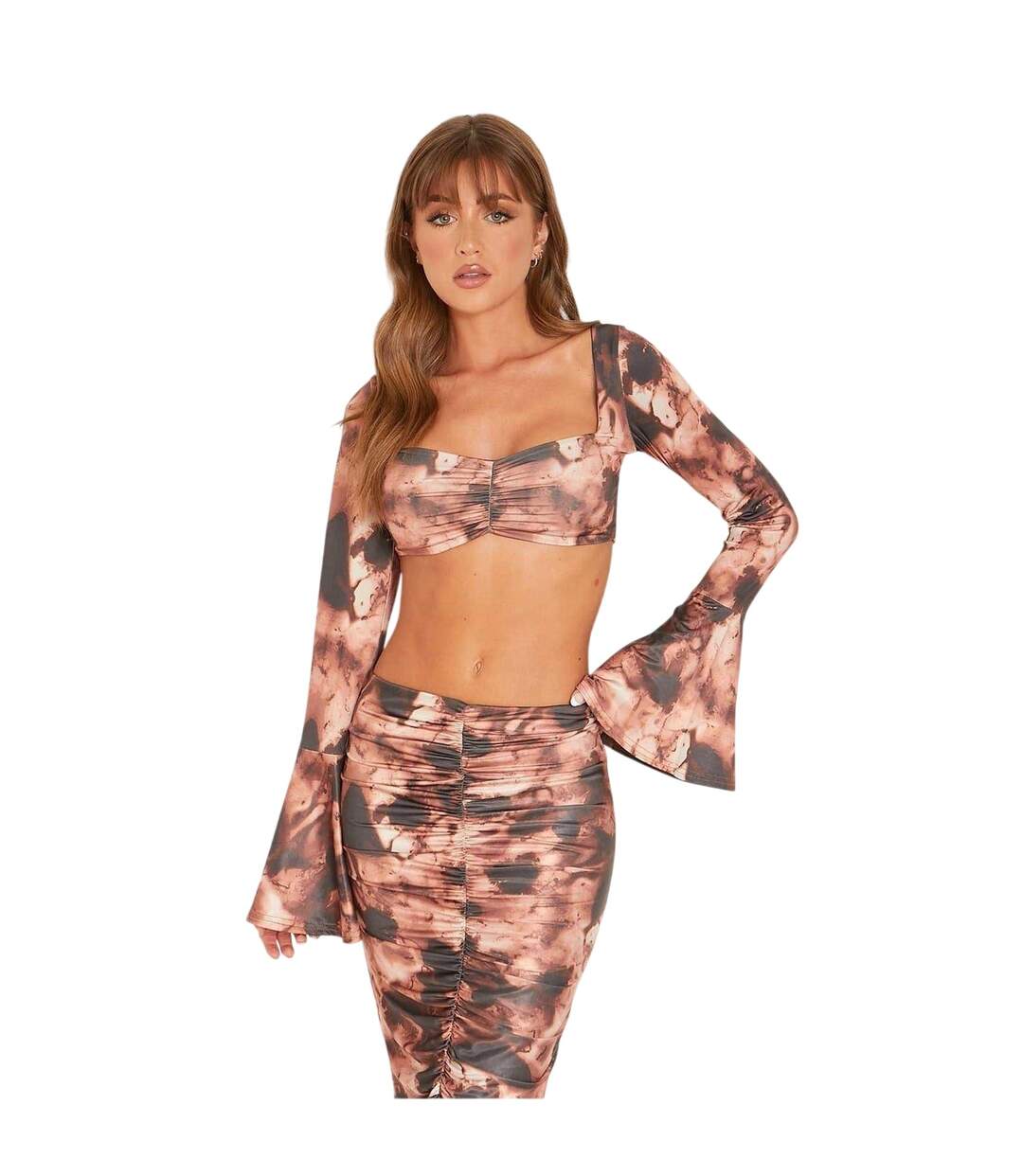 Haut Court Motif/style Abstrait Femme Marron Missy Empire-1