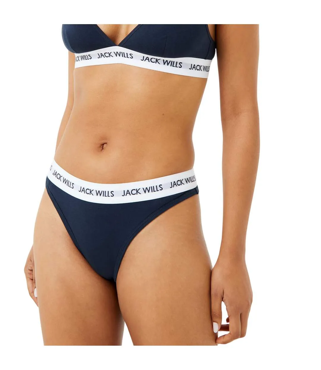 Lot De 3  Strings Motif/style Logo Deptford Femme Rose Bleu Marine Gris Jack Wills-3