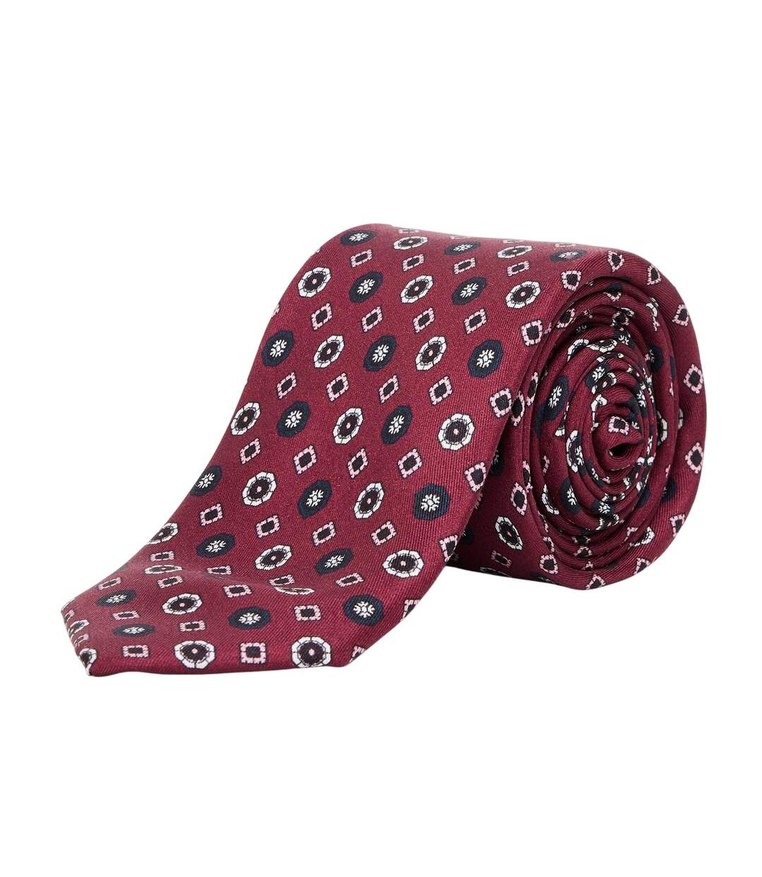 Mens Floral Silk Tie One Size Dark Red Boss-2