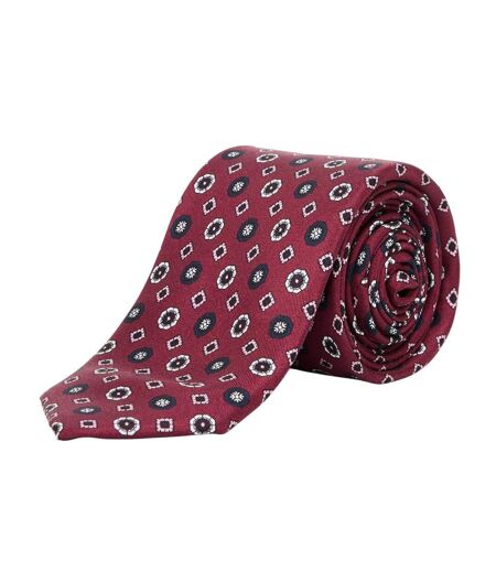Mens Floral Silk Tie One Size Dark Red Boss