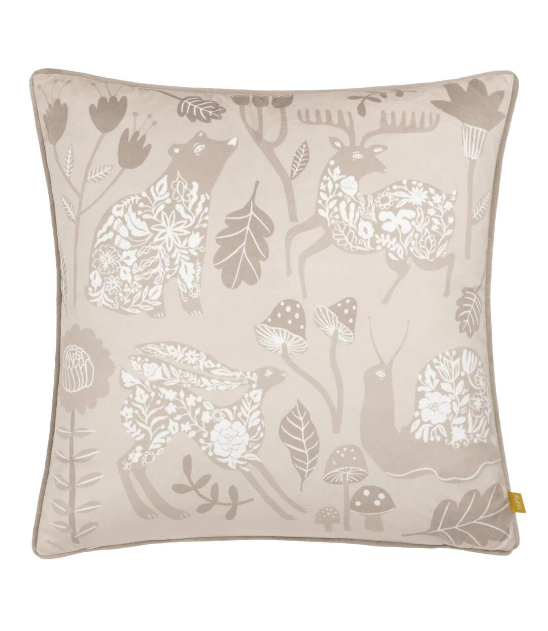 Nook velvet piped cushion cover 50cm x 50cm greige Furn