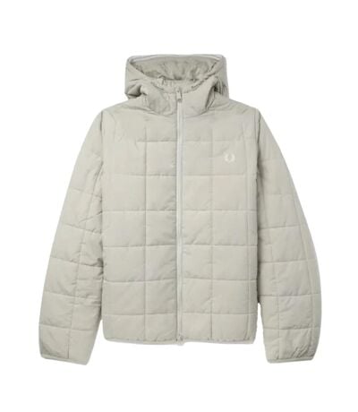 Doudoune Matelassée Motif/style Quadrillage Homme Blanc Cassé Fred Perry
