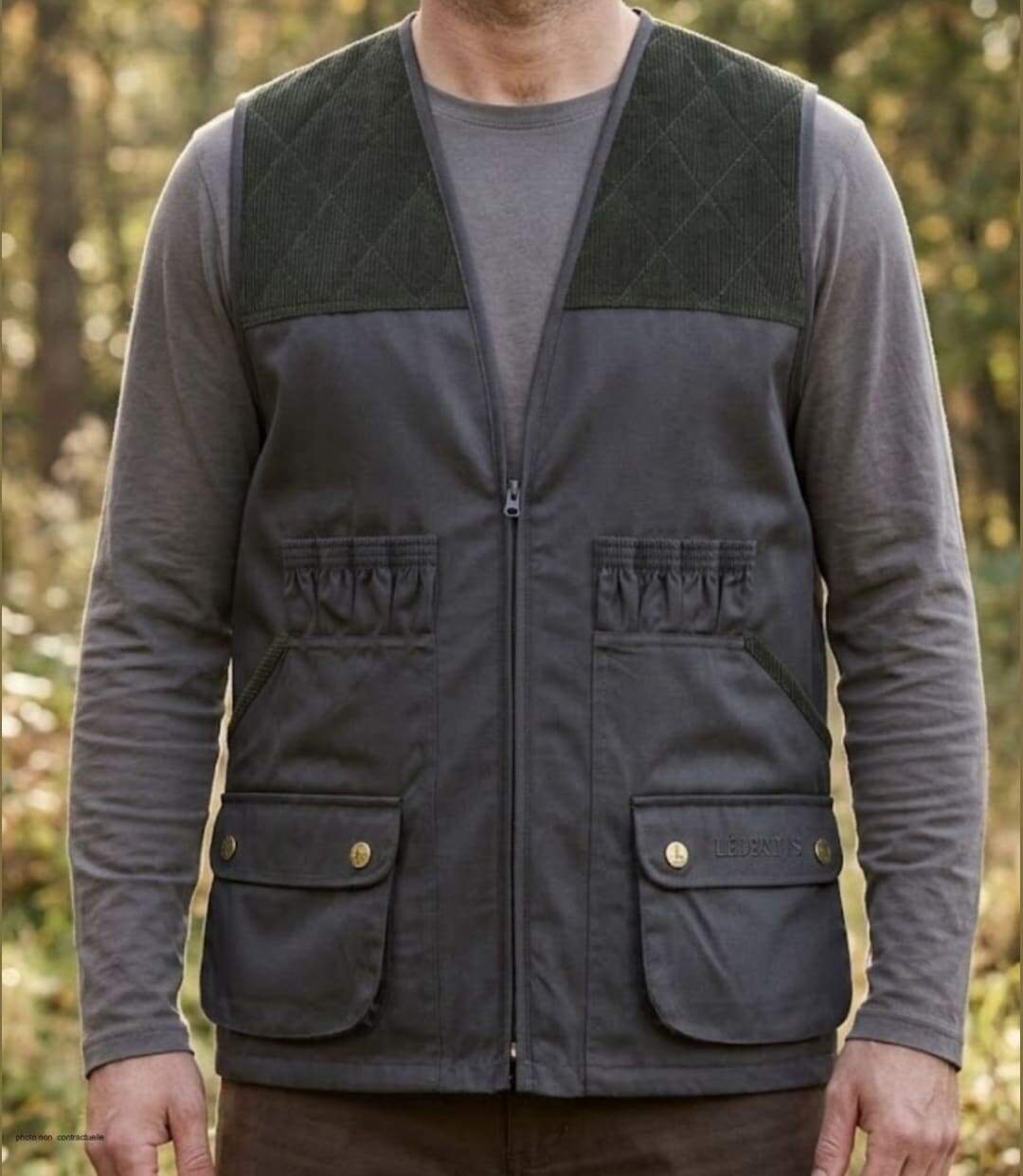 Gilet de Chasse LEDERTYS Classic LY0200 – Déperlant, Carnier PVC et Liberté de Mouvement-1