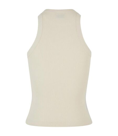 Womens/ladies Ribbed Racerback Top White Sand Urban Classics