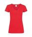 Womens/Ladies Value Fitted V-Neck Short Sleeve Casual T-Shirt (Bright Red)